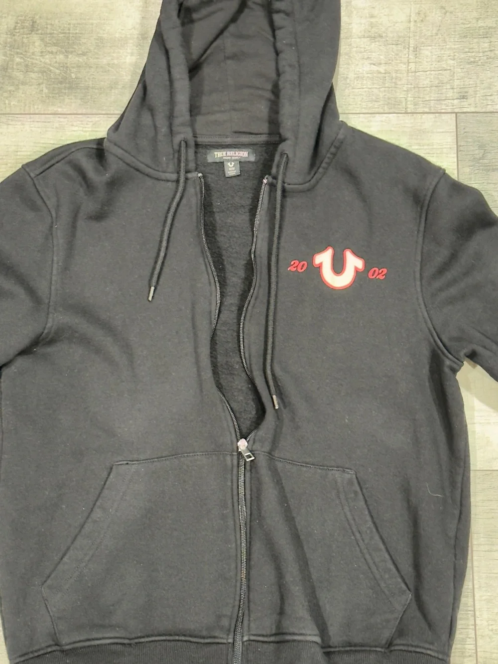 True Religion “2002 Buddha” Black Zip-Up Hoodie Jacket Size M